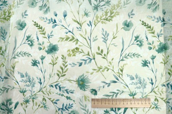 Тюль принт/цветы мятно-зеленые WBC23/C#5