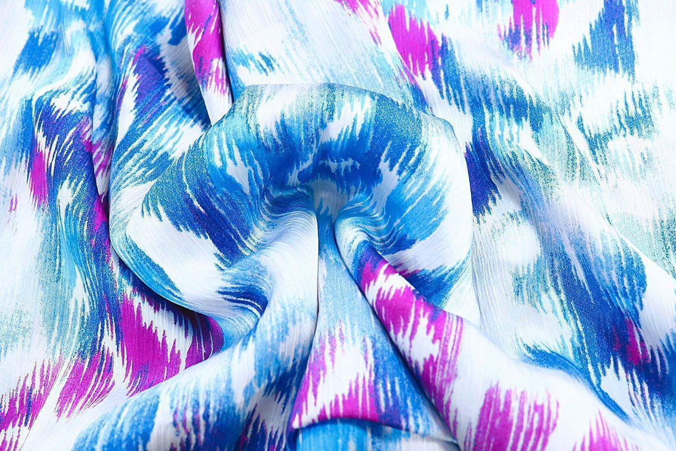 Сатин "София" креш принт/фиолетово-голубой на белом 3608-PY/D#3/C#2