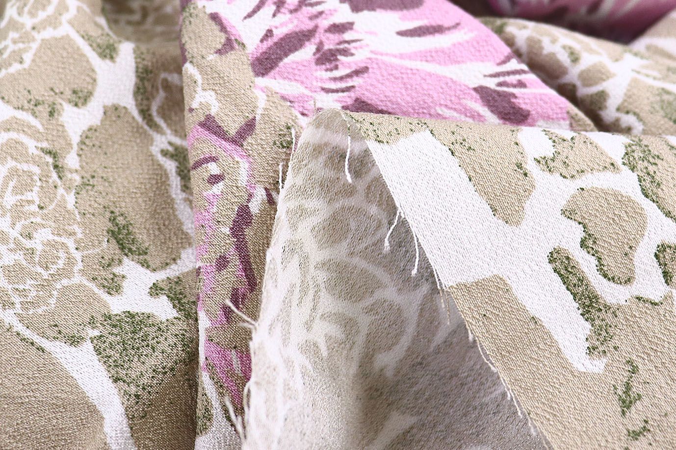 Лен БОХО принт/розово-бежевый на белом 3810-PY/D#1/C#2