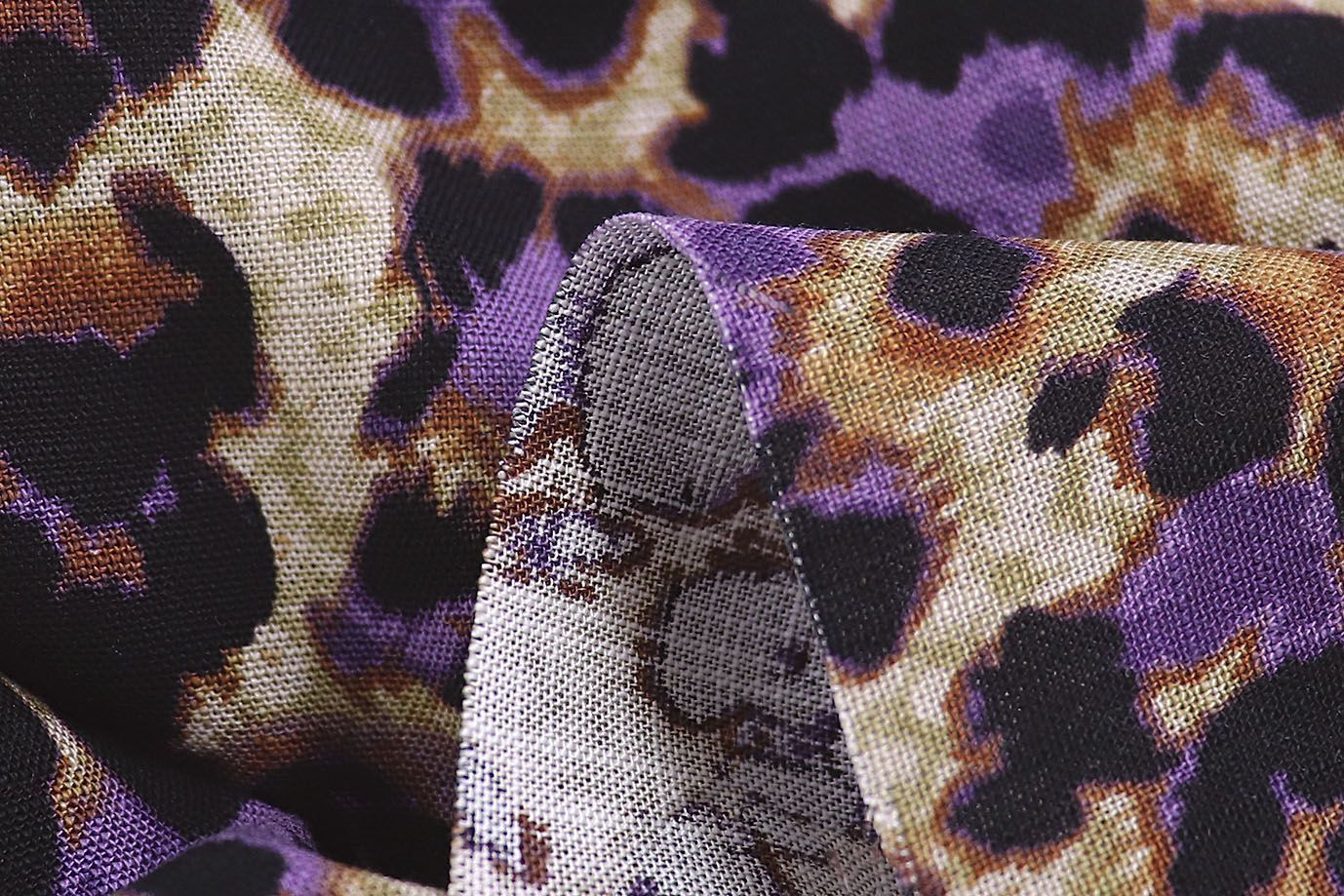 Лен TENCEL принт/черно-фиолетовый на бежевом 3846-PY/D#6/C#4