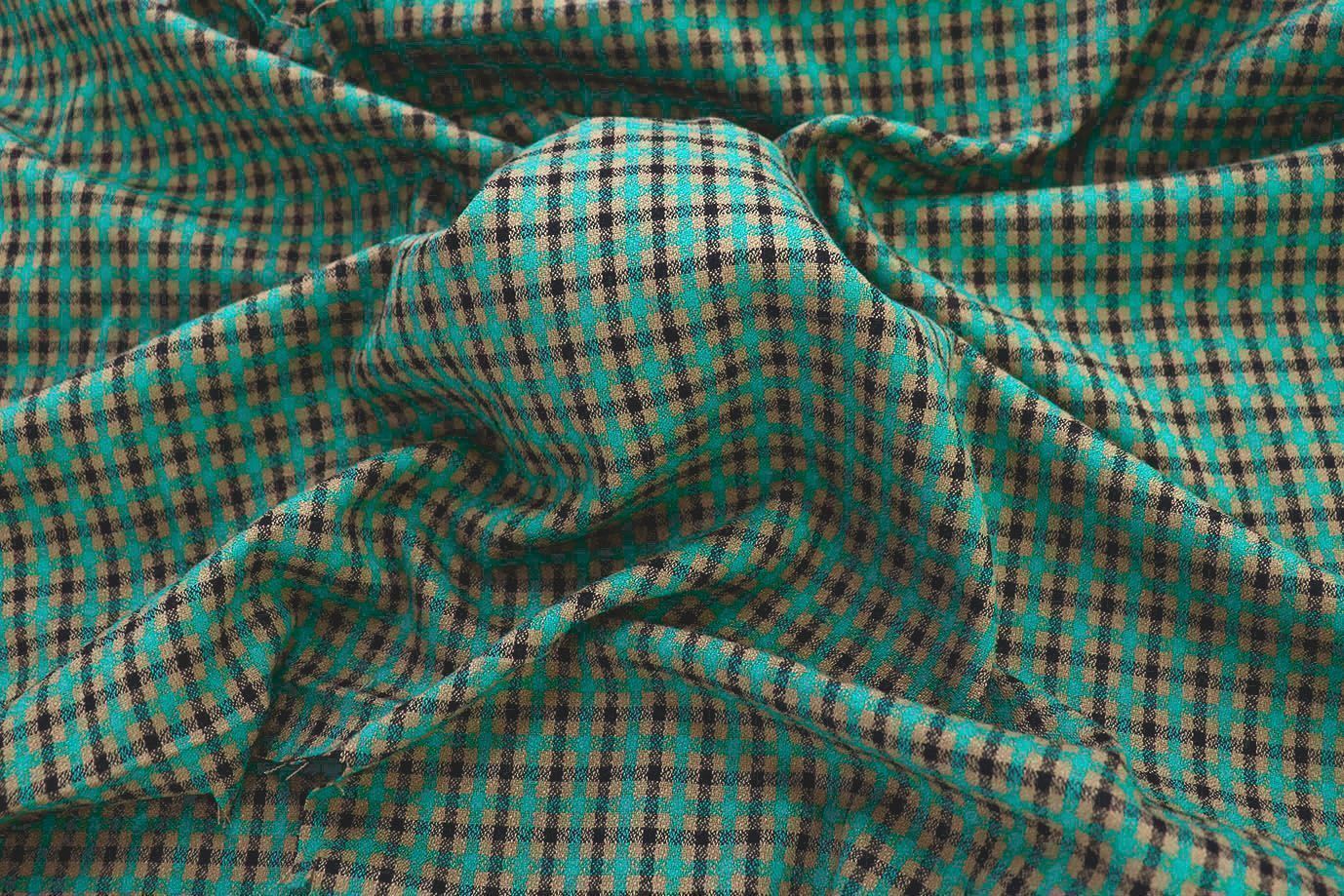 Костюмная ткань жаккард/мята  на коричневом  3321-22-PY/D#3/C#2