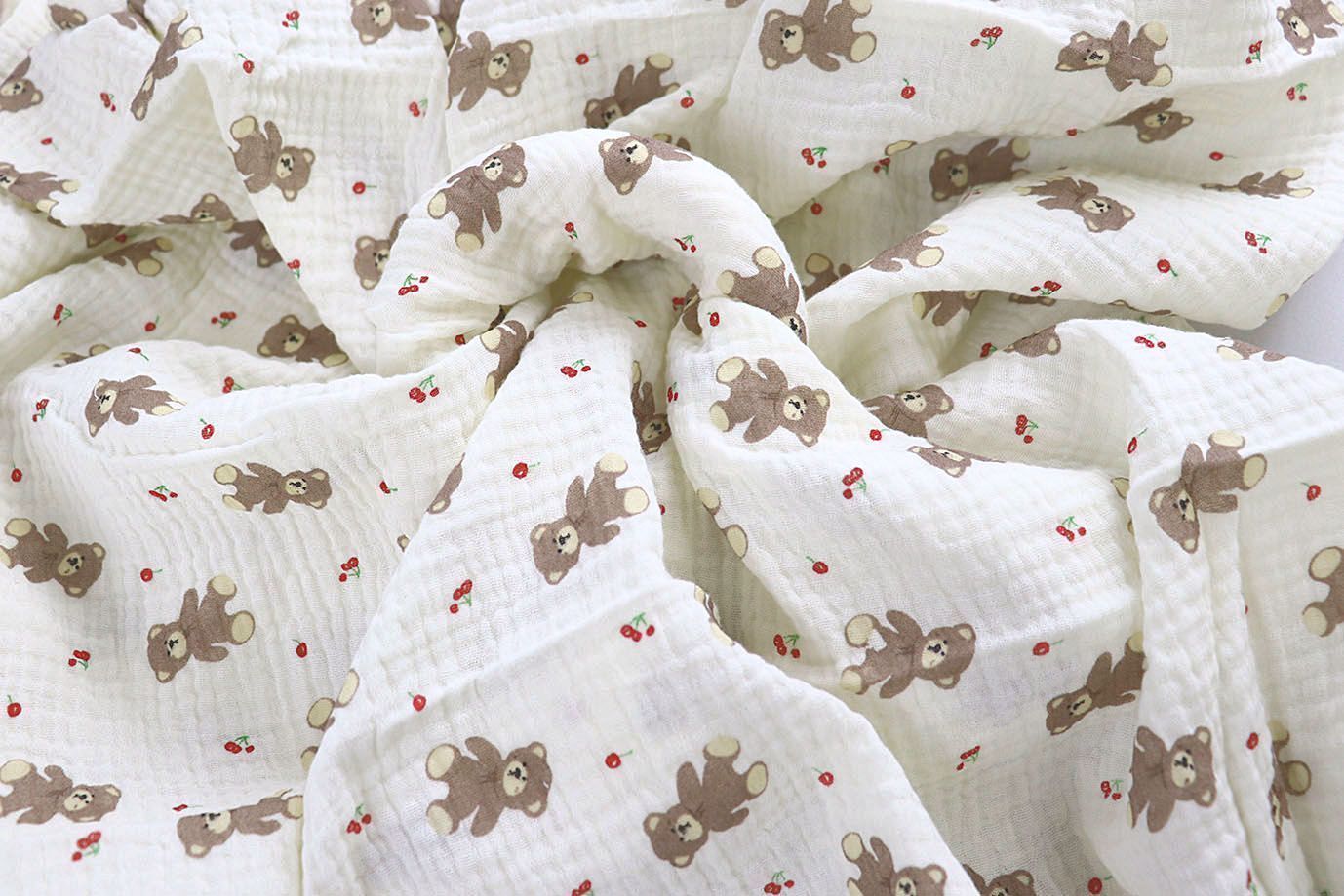 Муслин принт/мишки коричневые на белом 4017-PY/D#9