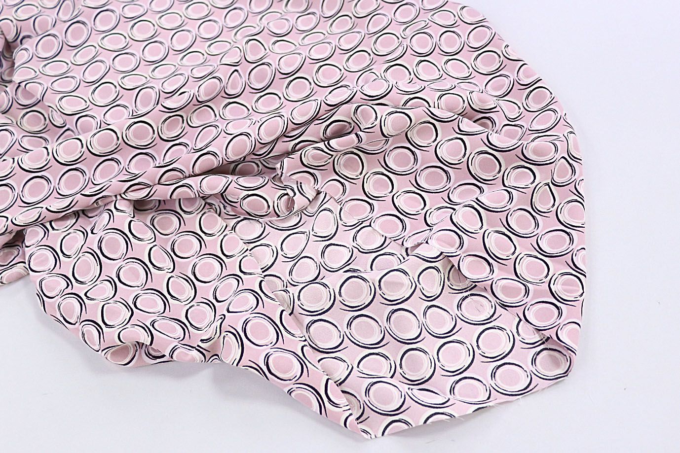 Блузочная ткань "SPH" принт/круги черно-белые на розовом 3621-PY/D#7/C#3