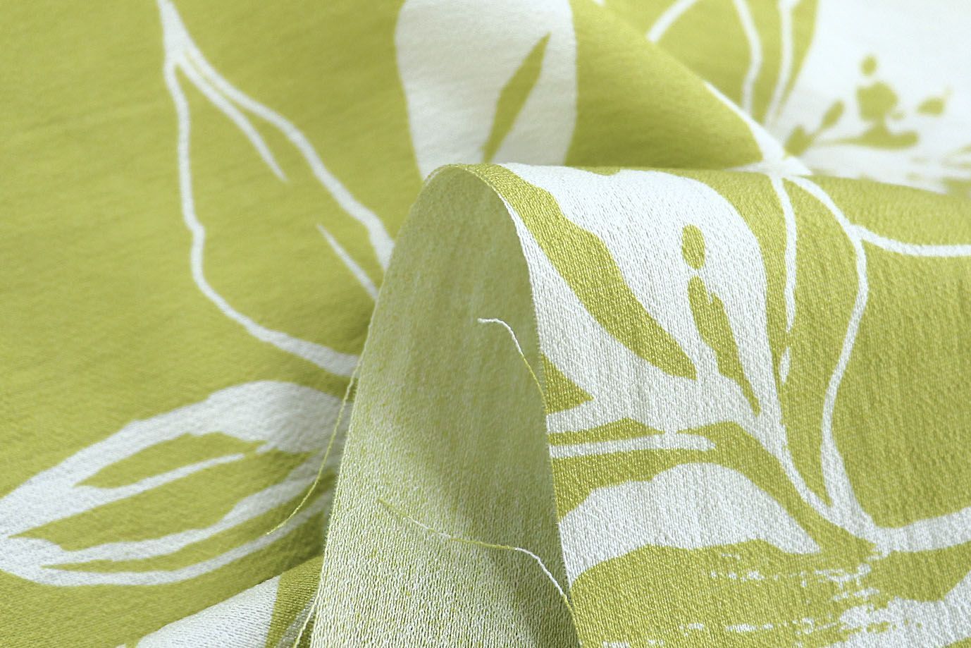 Лен БОХО принт/цветы белые на зеленом 3815-PY/D#2/C#3