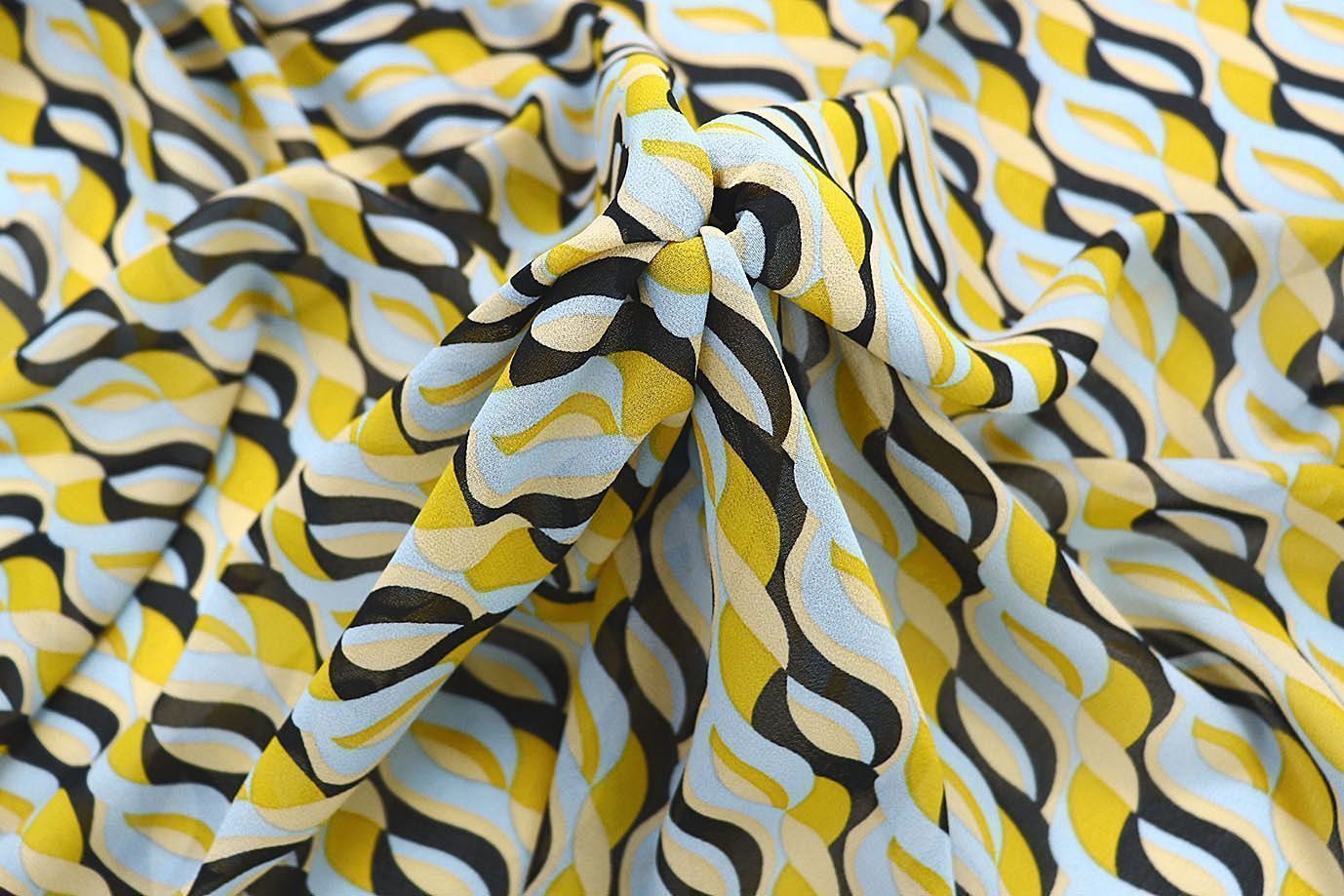 Шифон креп принт/желто-черно-голубой 3639-PY/D#1/C#2