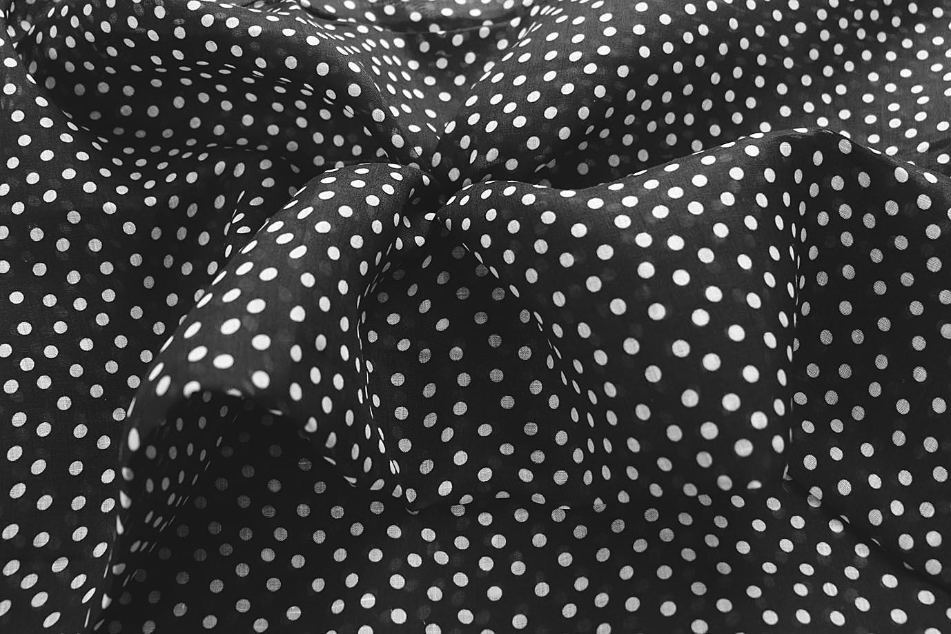 Органза принт/горох белый на черном 4068-PY/D#1