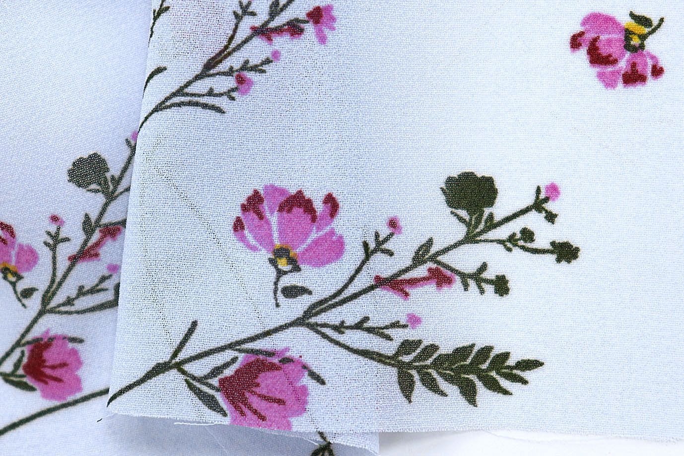 Шифон принт/цветы лиловые на белом 3926-PY/D#9/C#2