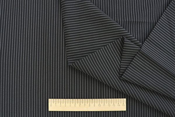 Костюмная ткань принт/полоска белая на черном 3562-PY/D#5/C#1