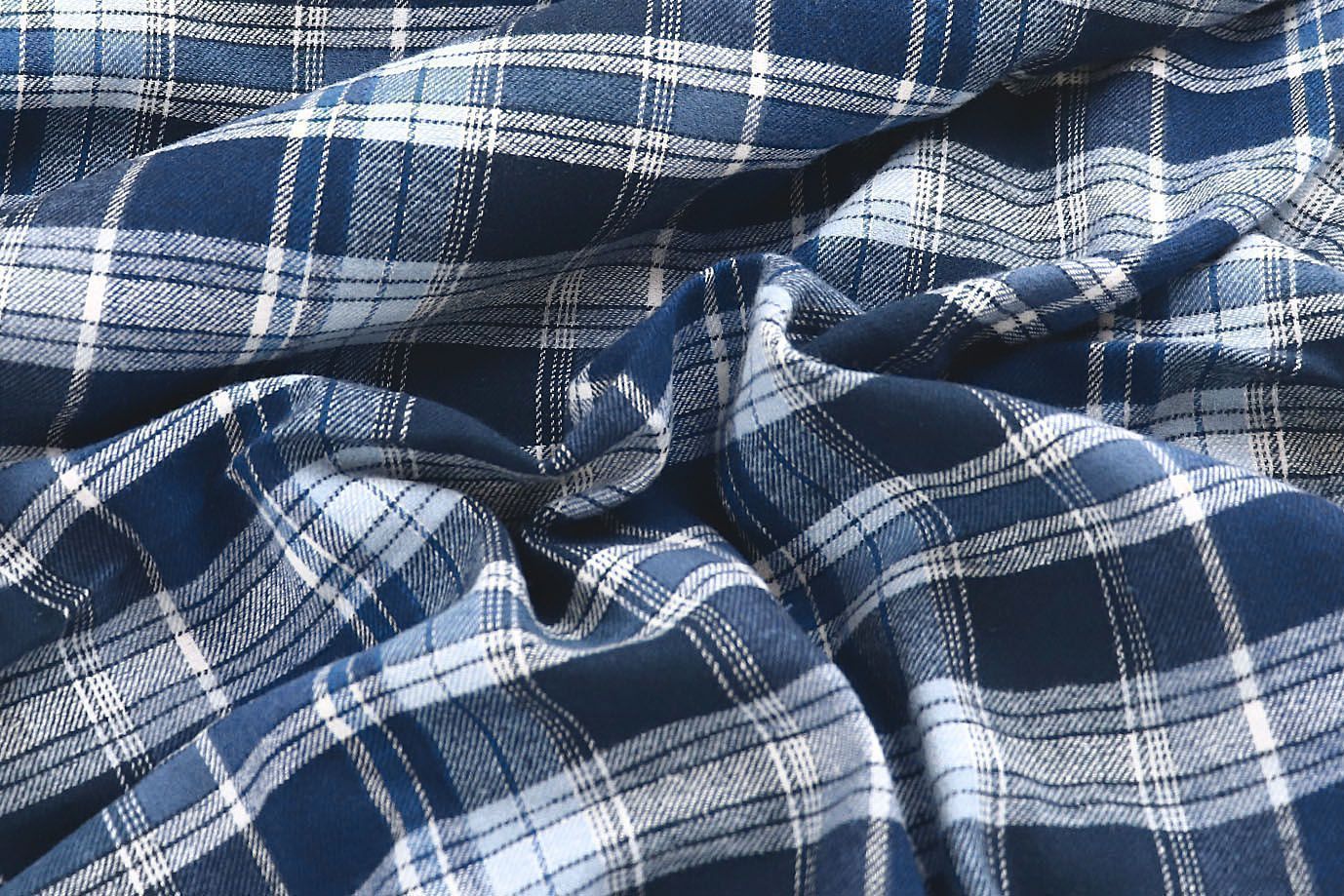 Рубашечная ткань принт/клетка бело-синяя 4015-PY/D#36400/C#1