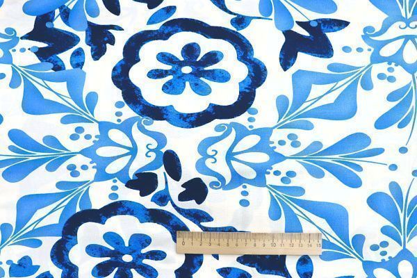 Штапель принт/узор сине-голубой на белом 3858-PY/D#20/C#2