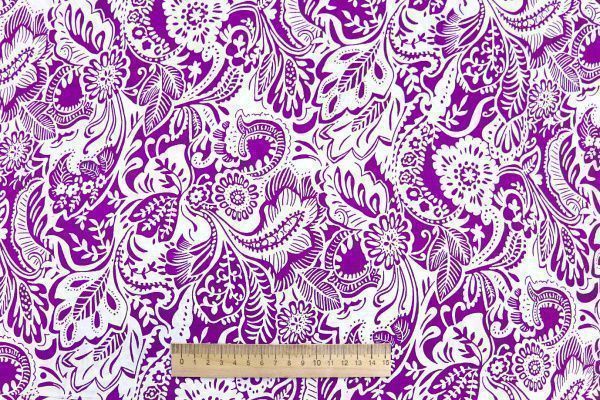 Штапель принт/узор белый на фиолетовом 1374-PY/D#39/C#8