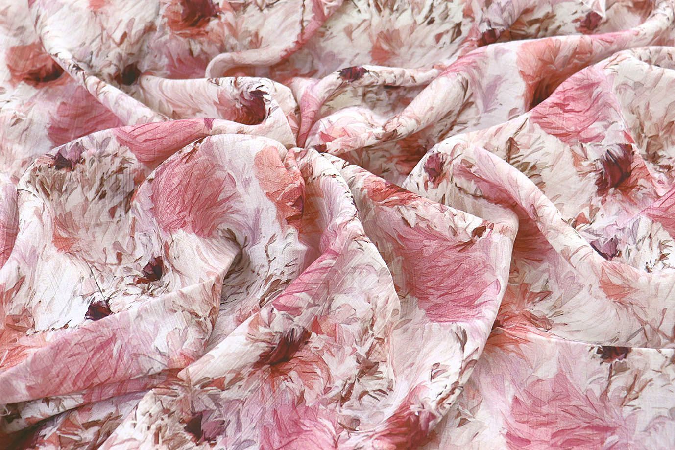 Лен "Медея" принт/цветы бордово-розовые 4097-PY/D#4/C#1