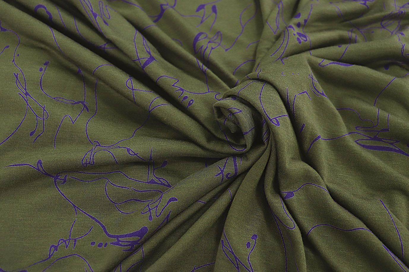 Трикотаж "Оксана" принт/фиолетовый на зеленом 3598-PY/D#1/C#4