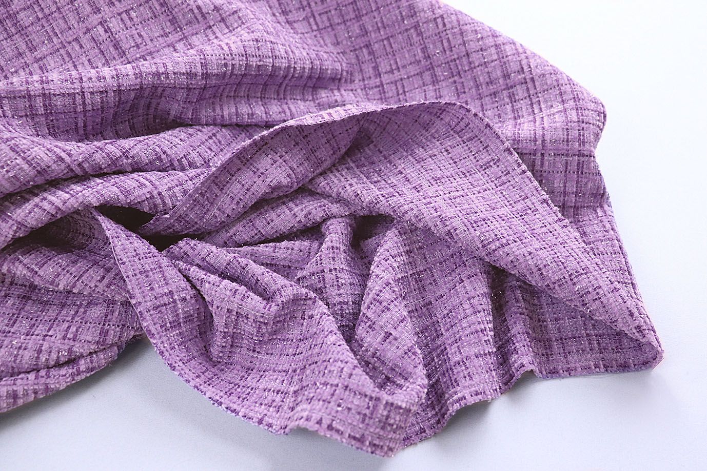 Пальтовая ткань "Шанель" принт/клетка сиреневая 1361-6536/C#28 (50311)