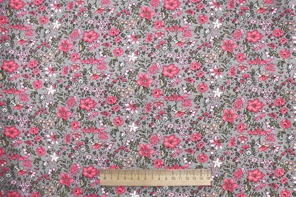 Штапель принт/цветы розовые на сером 3861-PY/D#1/C#1