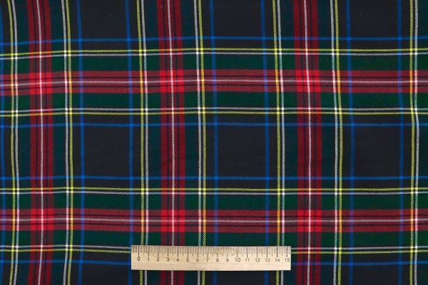 Костюмная ткань "Шотландка" принт/клетка черная 3079/D#1/C#2