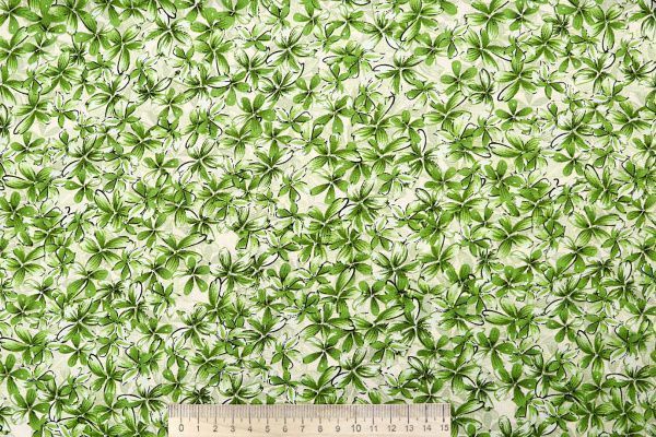 Штапель принт/цветы салатовые на молочном 4203-PY/D#26/C#1