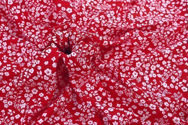 Штапель принт/цветы белые на красном 1382-PY/D#1/C#7