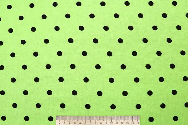 Штапель принт/горох черный на лаймовом 4203-PY/D#97/C#3