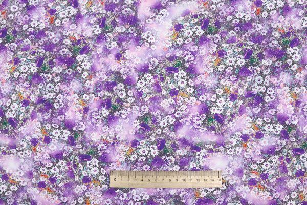 Штапель принт/цветы фиолетово-белые 4205-PY/D#29/C#5
