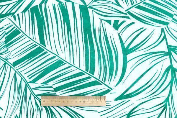 Штапель принт/листья бело-зеленые 1374-PY/D#21/C#4