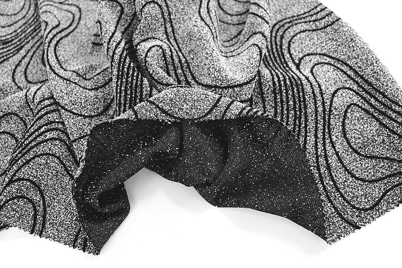 Трикотаж жаккард флок принт/черно-серый 3540-PY/D#1/C#1