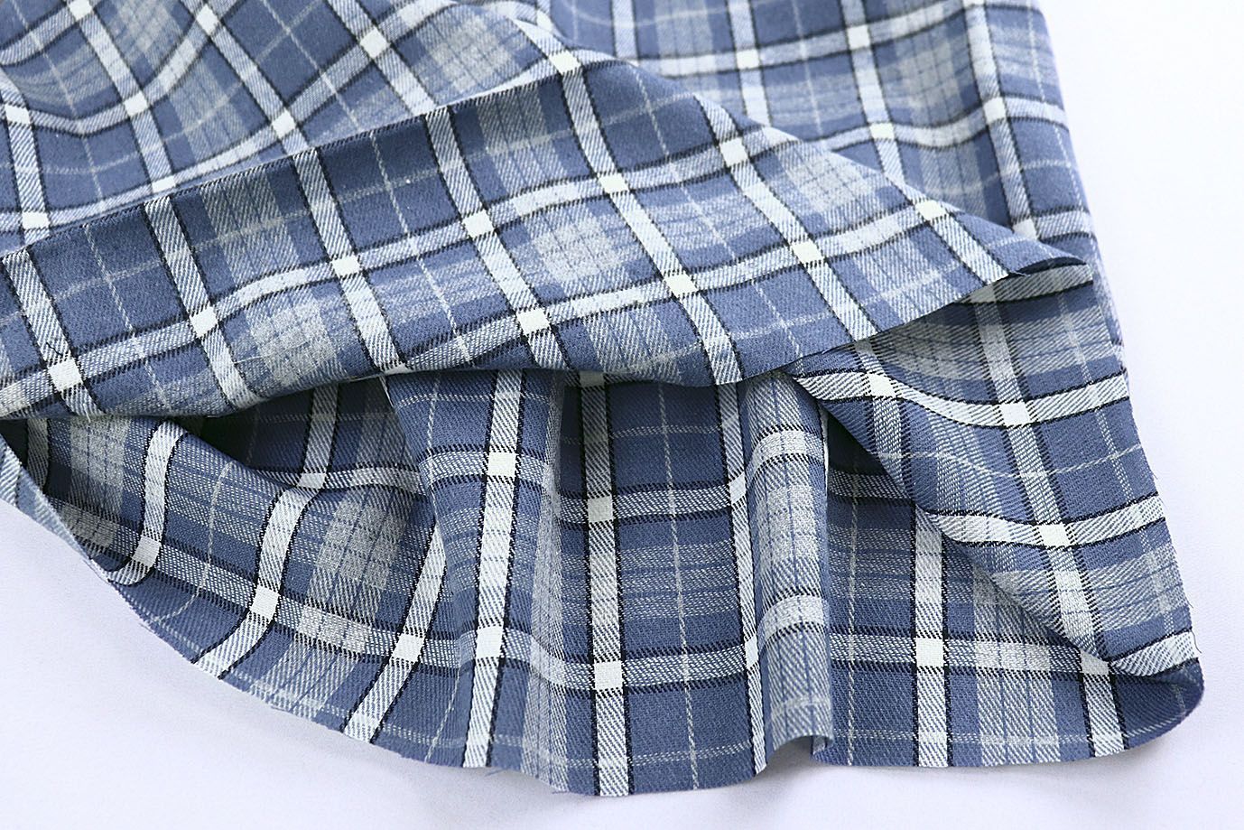 Рубашечная ткань принт/клетка белая на светло-синем 1418-PY/D#13/C#3