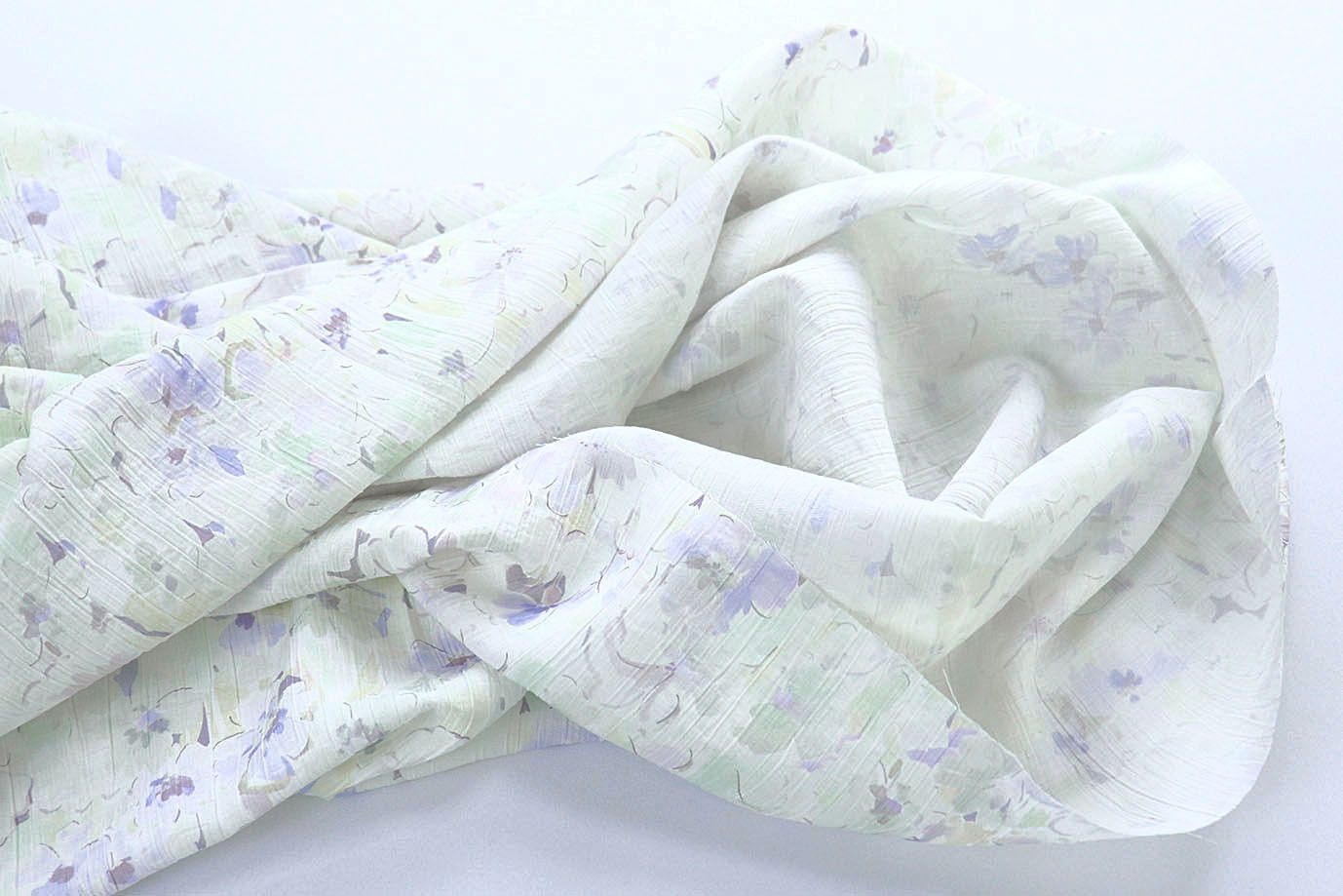 Лен "Медея" принт/цветы сине-зеленые на белом 4098-PY/D#3/C#2