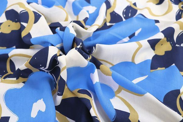 Штапель принт/сине-горчичный на белом 1382-PY/D#16/C#7