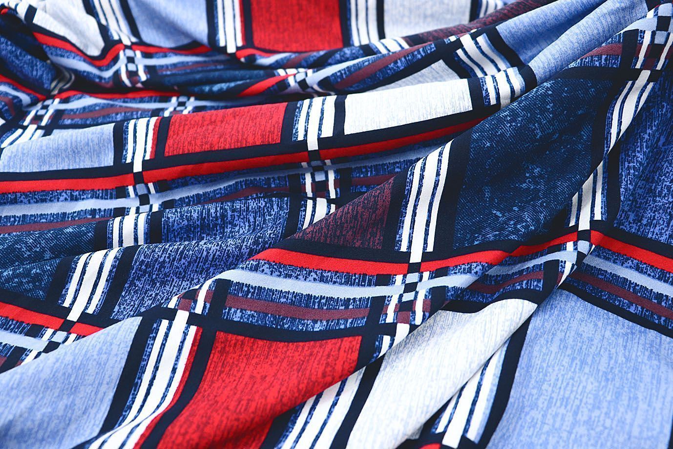 Трикотаж масло браш принт/клетка сине-красная SSR-707A/D#11/C#2 (15881)