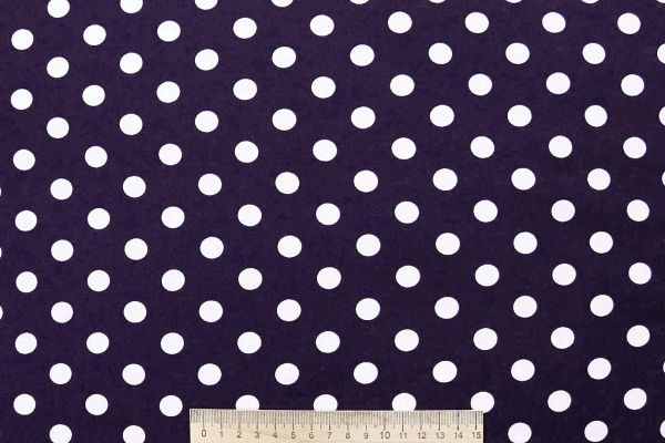 Штапель принт/горох белый на темно-фиолетовом 4203-PY/D#107/C#30