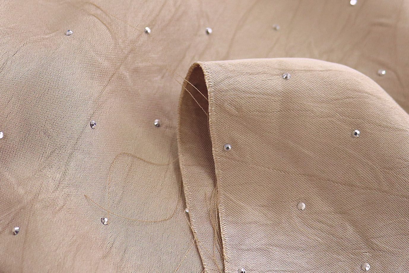 Шелк "Токио" креш со стразами/светло-коричневый 3805-PY/C#7