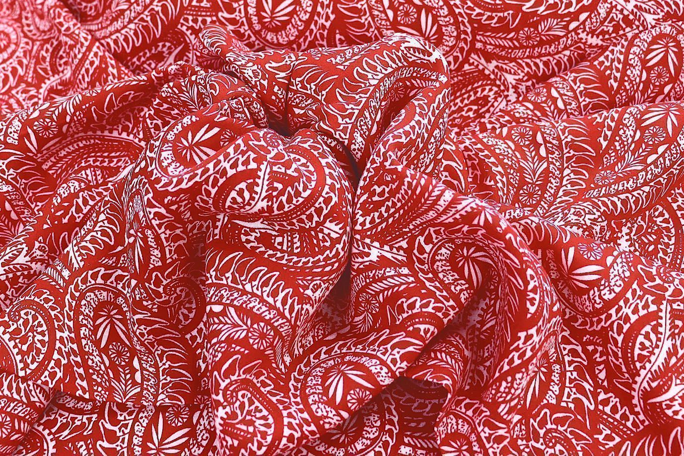 Штапель принт/узор белый на красном 1374-PY/D#26/C#5