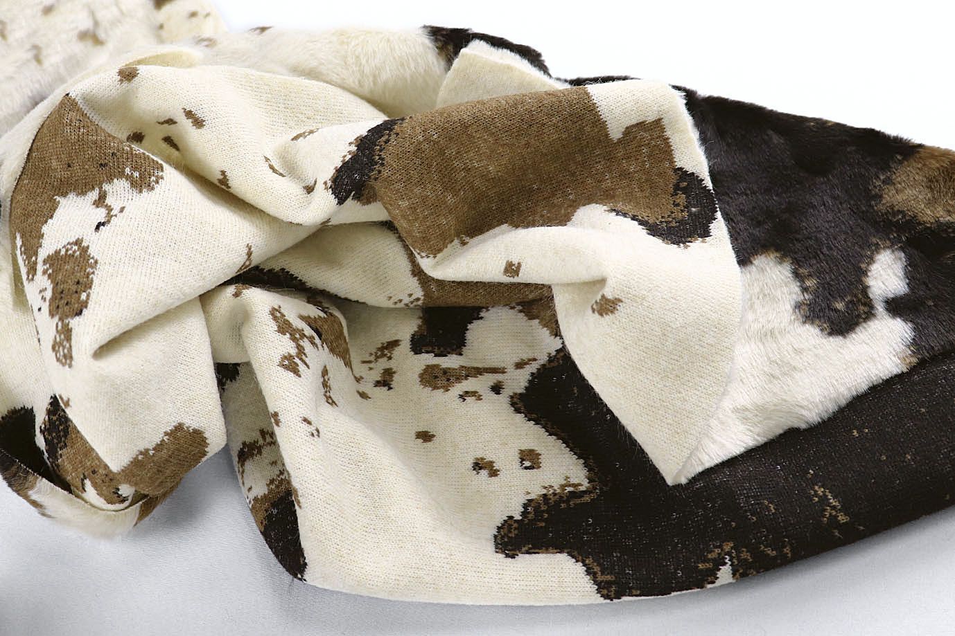 Искусственный мех "Каракуль"/пятна черно-коричневые на молочном AP50518/D#1240-5HT0004N