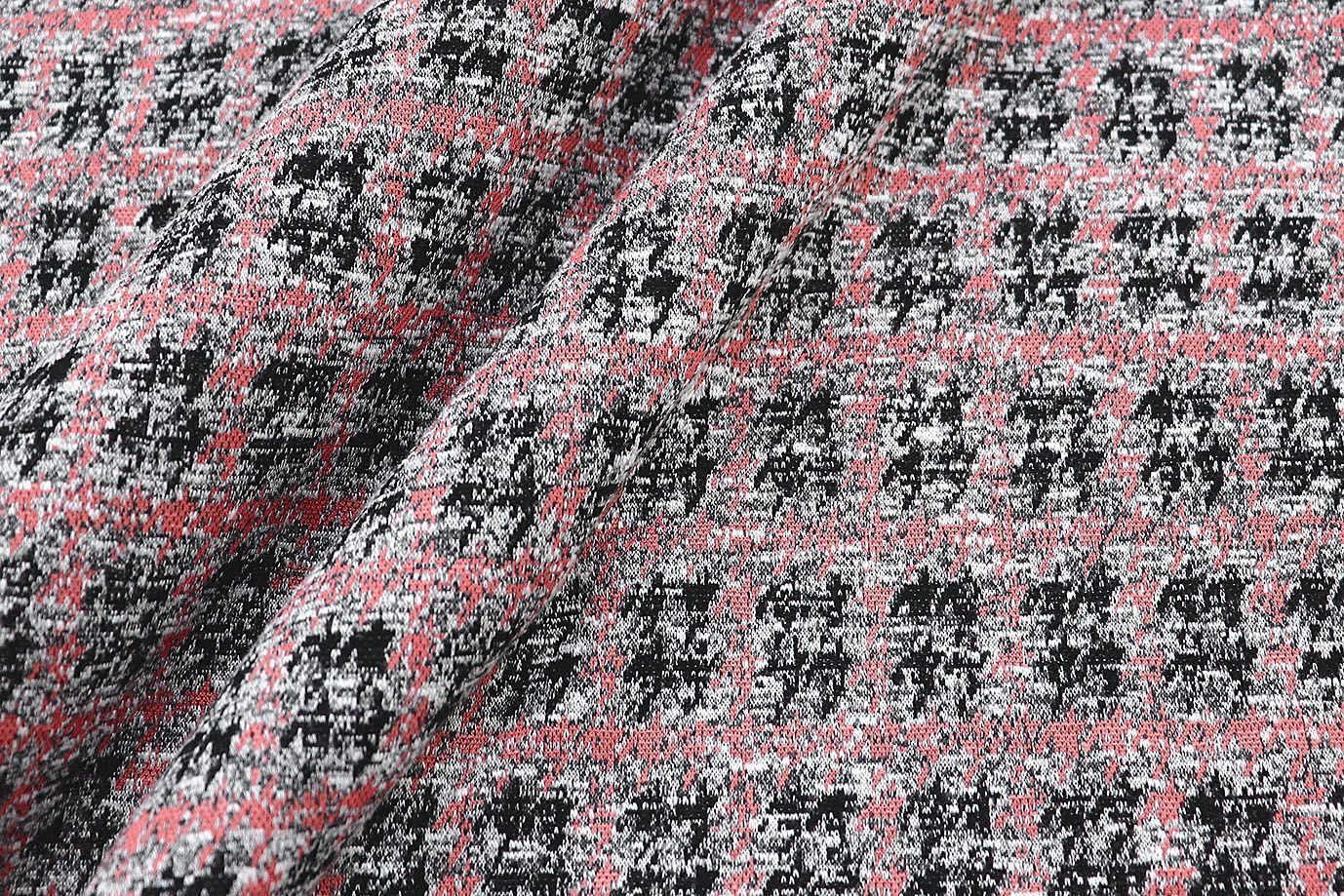 Трикотаж принт/клетка черно-розовая 2693/D#5