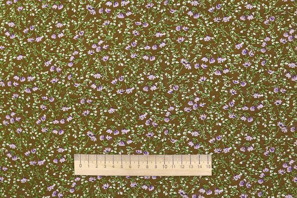 Шифон принт/цветы сиреневые на коричневом 3707-PY/D#6/C#2