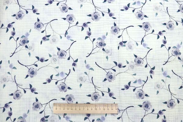 Муслин принт/цветы серо-голубые на молочном 4082-PY/D#6/C#2