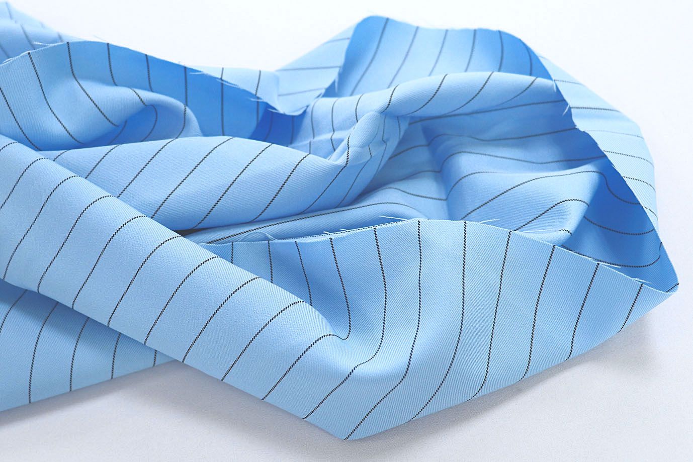 Костюмная ткань принт/полоска черная на голубом 3963-PY/C#4