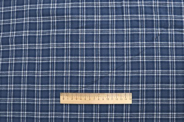 Рубашечная ткань принт/клетка бело-синяя 4015-PY/D#36402