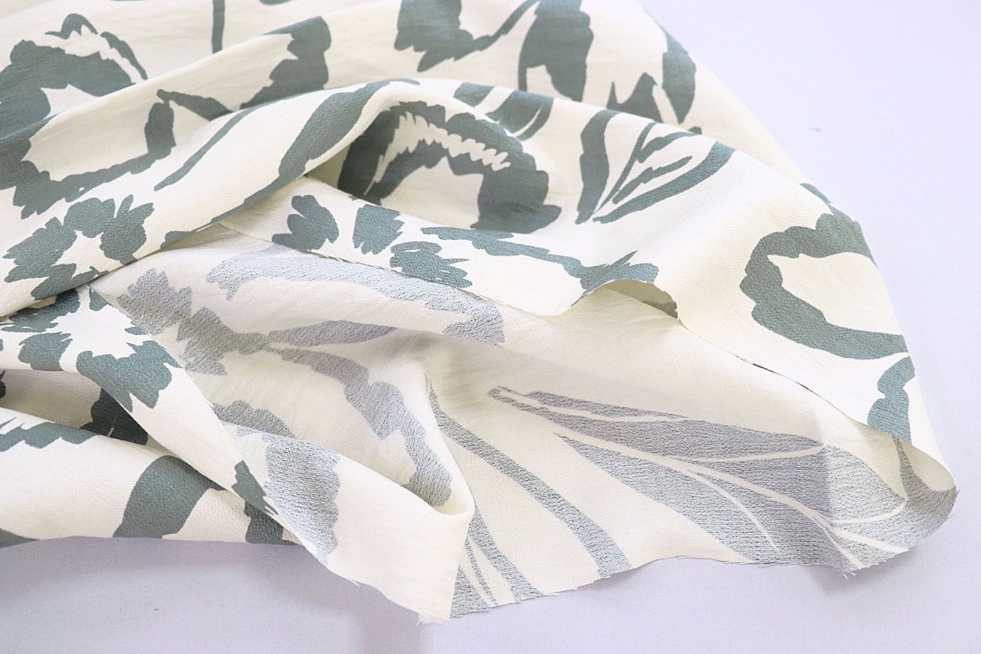 Лен БОХО принт/цветы серо-зеленые на молочном 3857-PY/D#10/C#1 (11976)