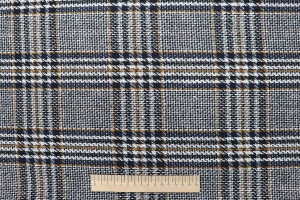 Пальтовая ткань принт/клетка оранжево-синяя AP211001088/D#743-8197B/C#2