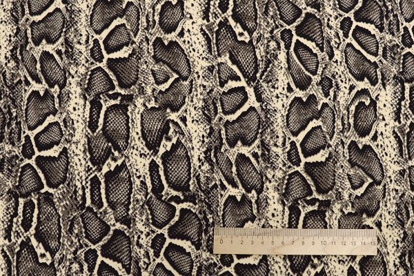 Трикотаж "Скуба" креп принт/змея чероно-бежевая 3836-PY/C#2