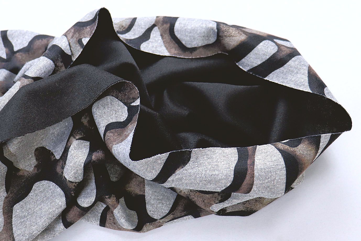 Трикотаж "Модал" принт/черно-коричневый на сером 1419-PY/D#2/C#1