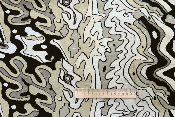 Лен БОХО принт/черно-льняной на песочном 4077-PY/D#14/C#1