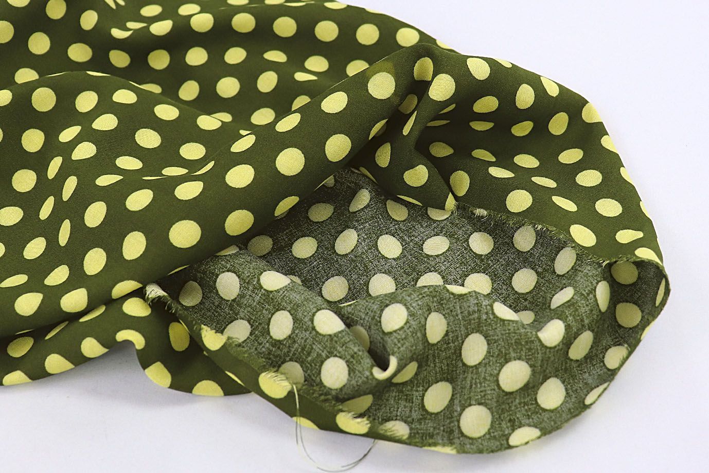 Штапель принт/горох желтый на зеленом 1179/D#2/C#7