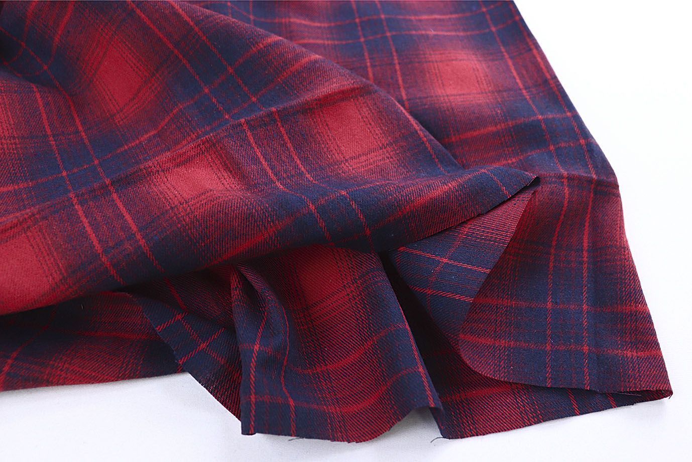 Рубашечная ткань принт/клетка синяя на красном 1418-PY/D#6/C#2