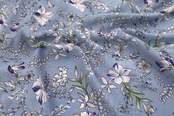 Шифон креп принт/цветы на синем 3186-PY/D#9743-261/C#2 (10920) (4263)