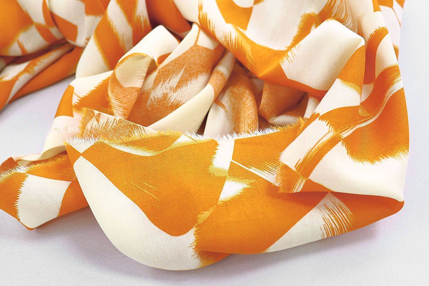 Штапель принт/оранжево-белый 1374-PY/D#18/C#6