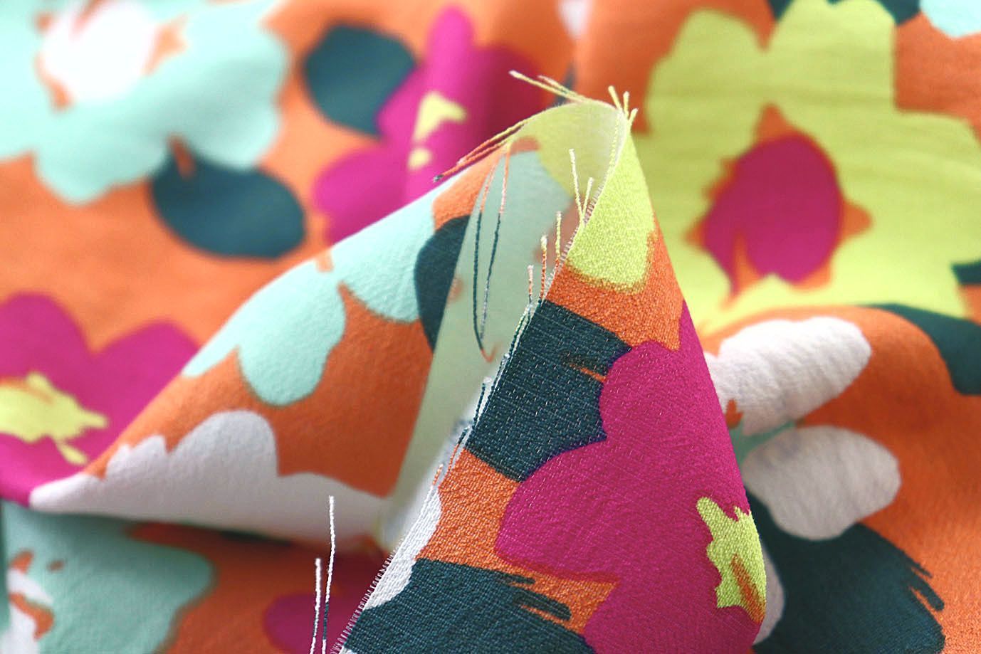 Лен БОХО принт/цветы на оранжевом 3383-PY/D#9763-130/C#1