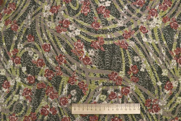 Сатин "Морокко" принт/серо-зеленый на темно-зеленом 3888-PY/D#4/C#2